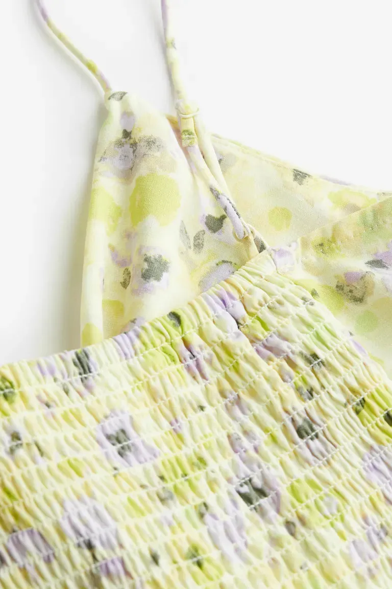 H&M V-neck dress, light yellow/floral