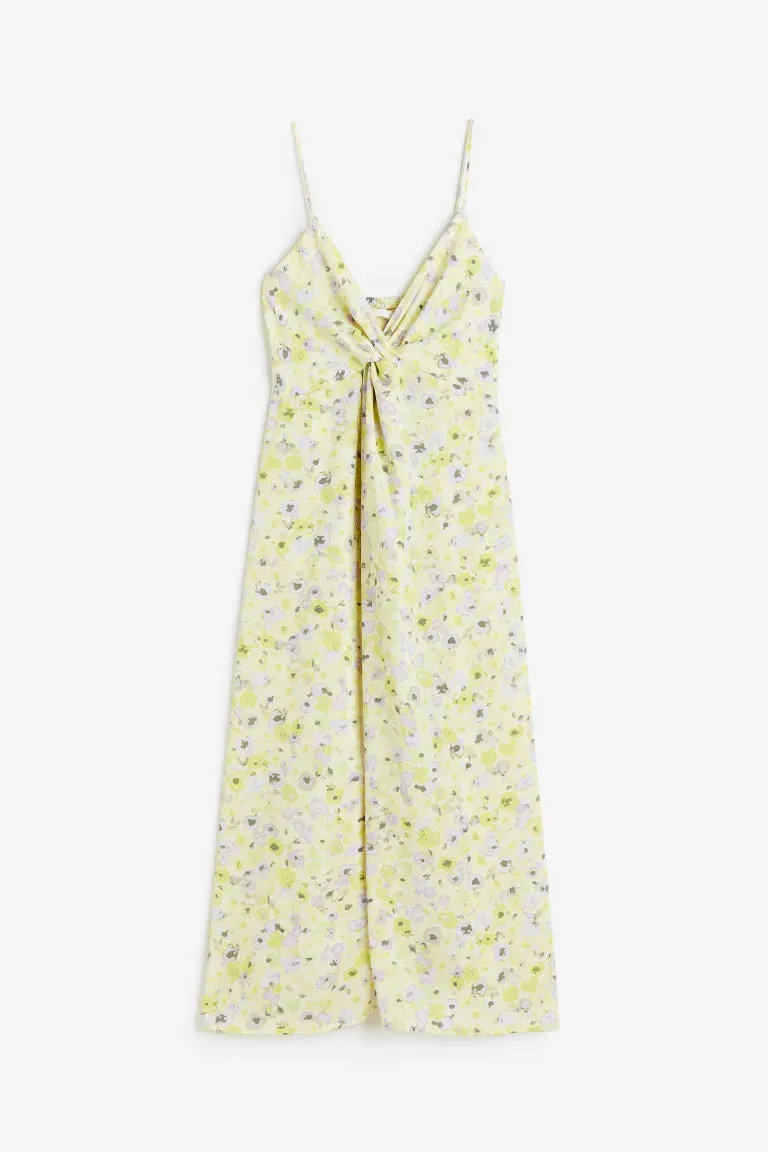 H&M V-neck dress, light yellow/floral