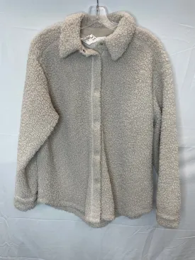 H&M White Fuzzy Button Up Shacket- Small