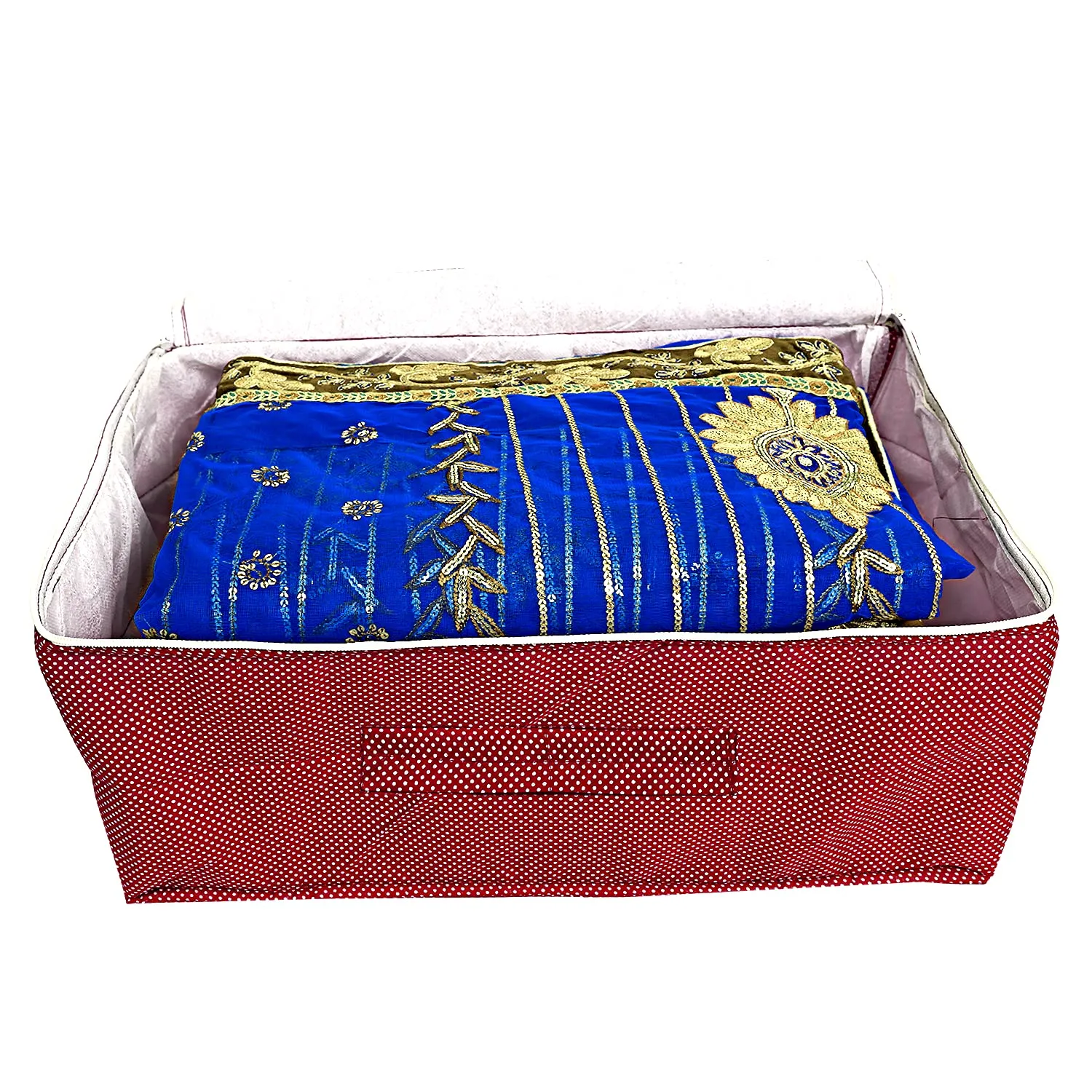 Heart Home Dot Printed Cotton Saree Cover, Clothes Organiser For Wardrobe, Storage Bag, Regular Clothes Storage Bag(Red)-HS_38_HEARTH20969