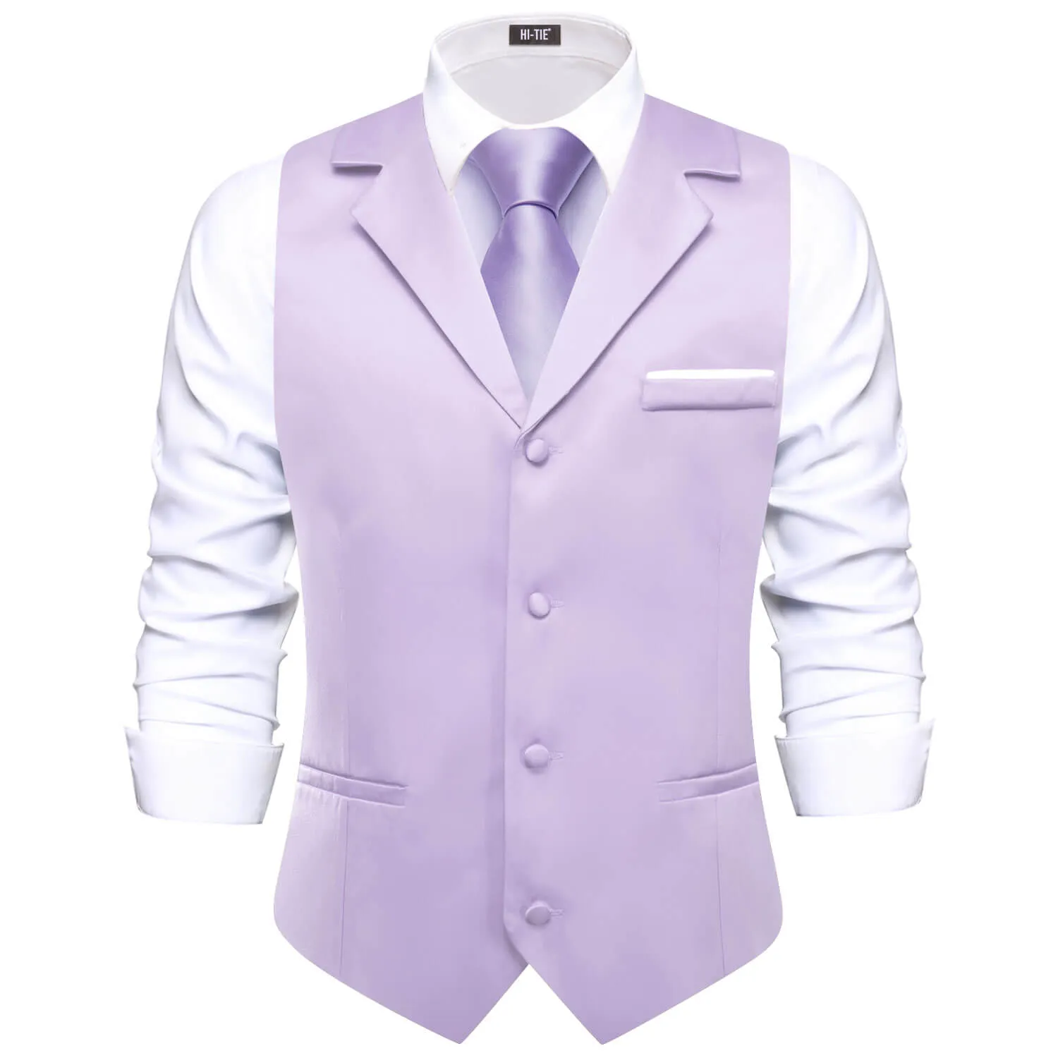 Hi-Tie Thistle Purple Waistcoat Solid Notch lapels Men's Vest