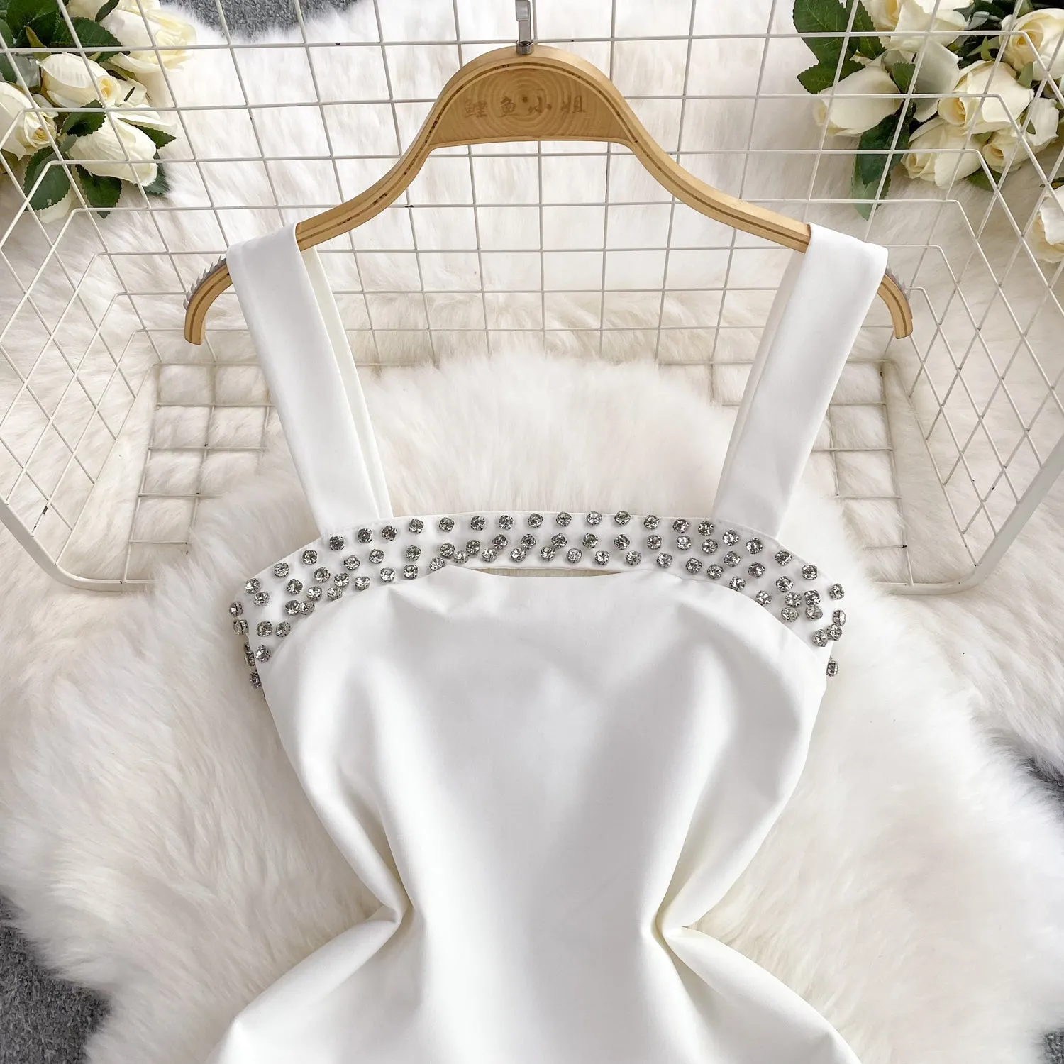 High-end Rhinestone Studded Slip Dress