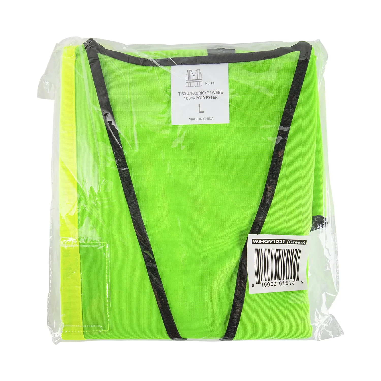 High Visibility Reflective Safety Vest with Zipper Fastening (Green), Large - 1 pc