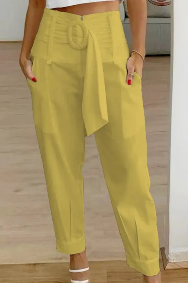 High waisted casual suit pants