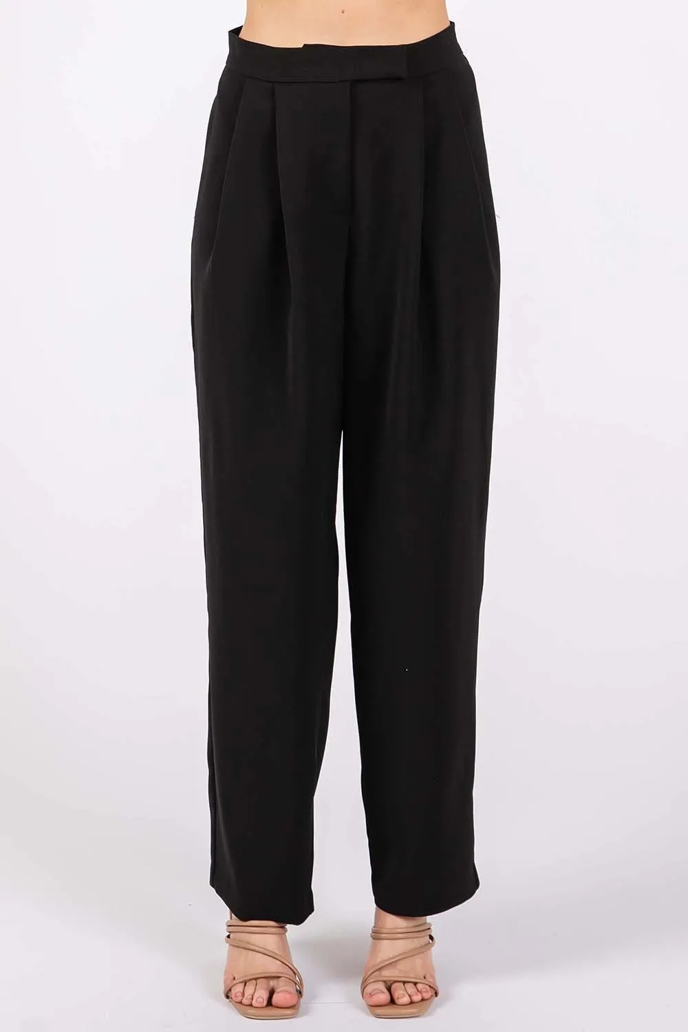 High-Waisted Pleated Pants