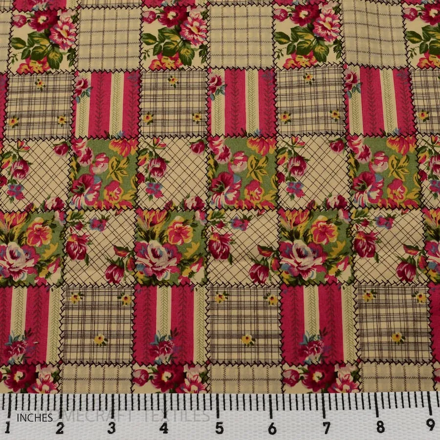 Hot Pink Floral Patchwork Cotton Print