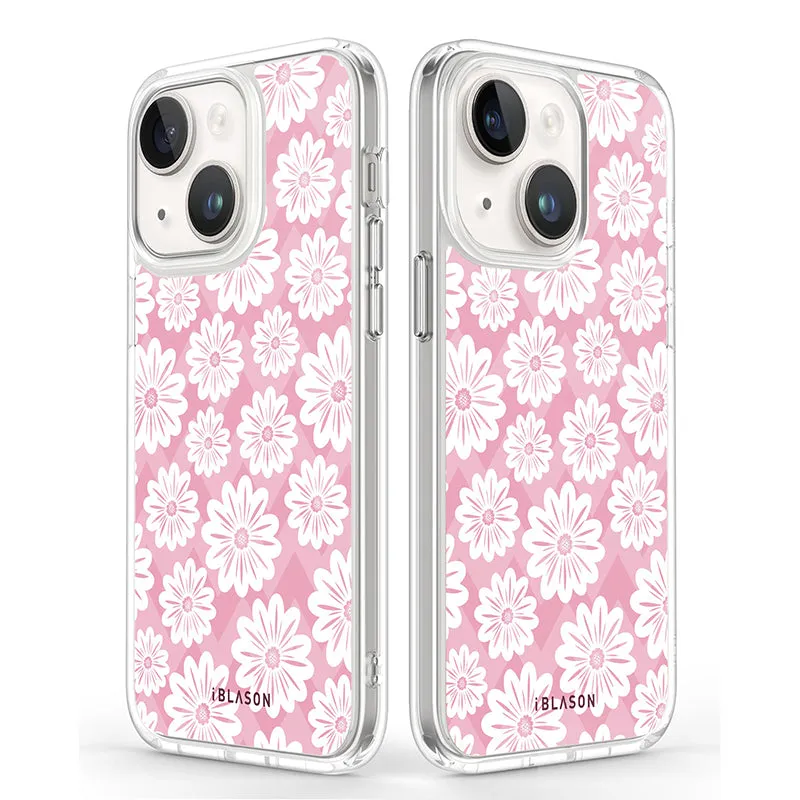 iPhone 15 Halo MagSafe Cute Phone Case - Pink/White Daisies