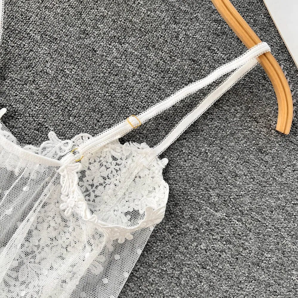 Lace Embroidered White Slip Dress