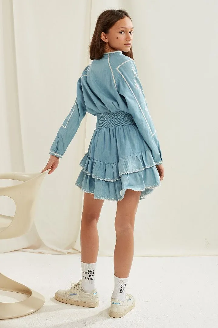 Les Coyotes de Paris Esti Chambray Girls Skirt