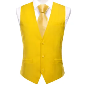 Light Yellow Solid Silk Style Men's Single Vest