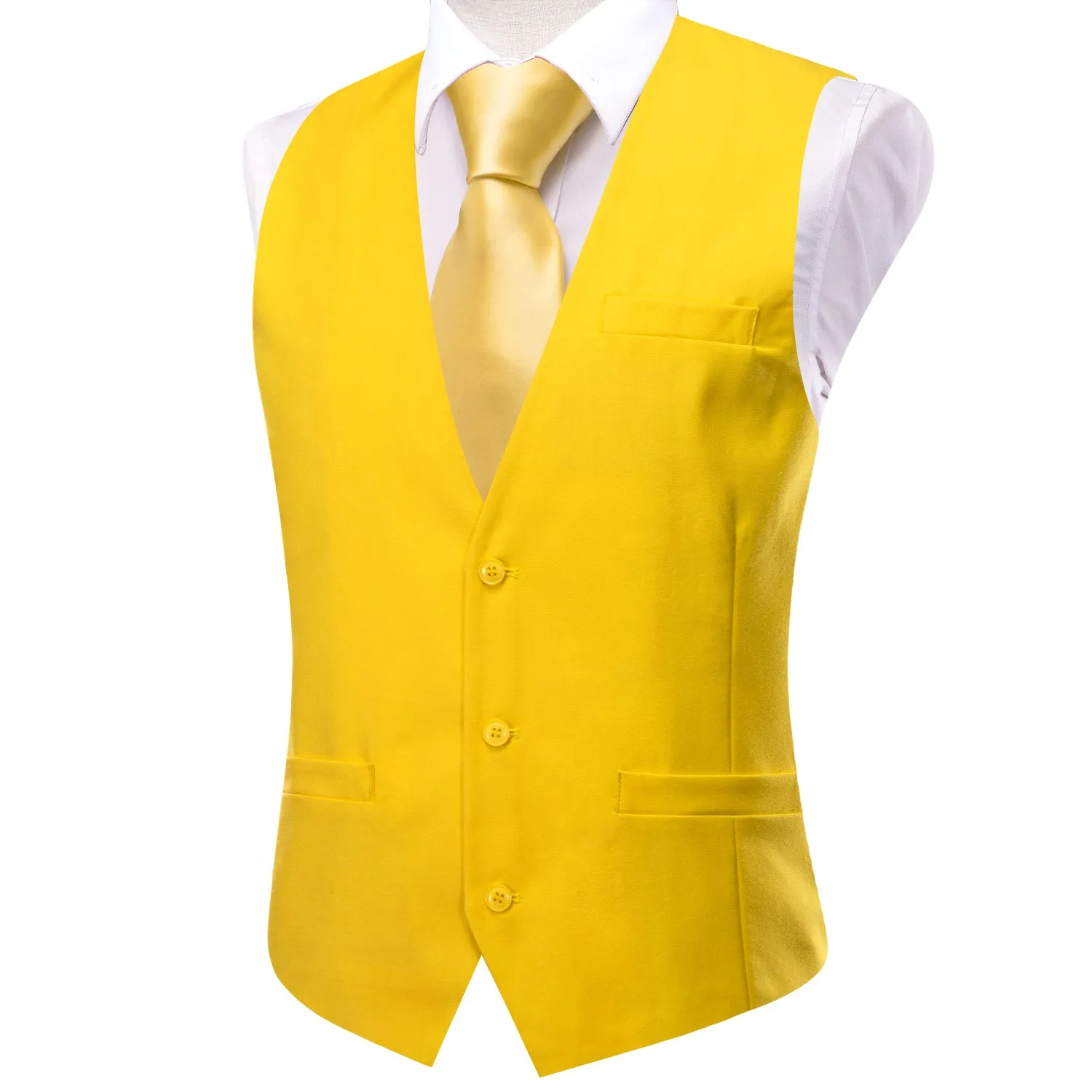 Light Yellow Solid Silk Style Men's Single Vest