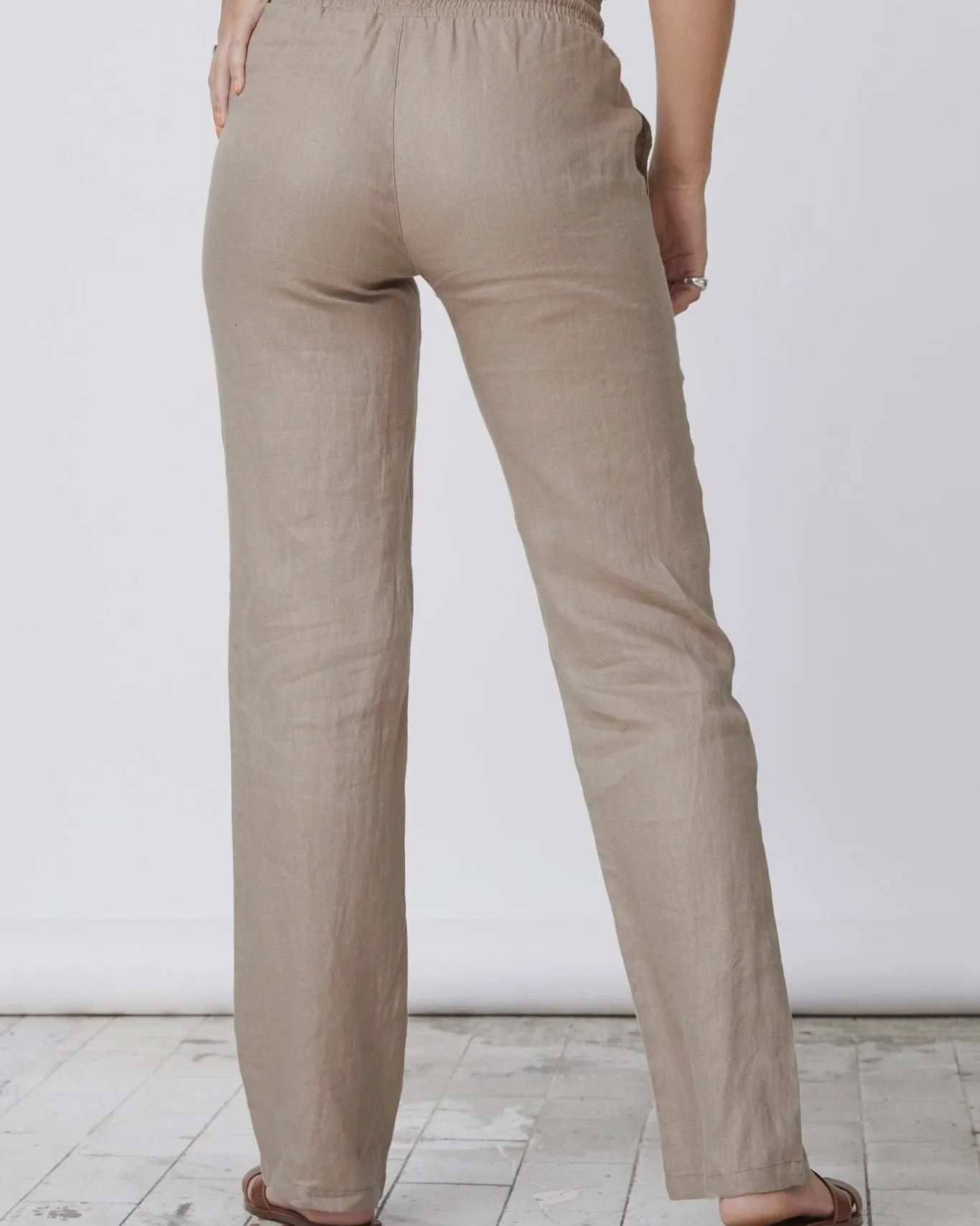 Linen Pants Low-Waisted Mocha