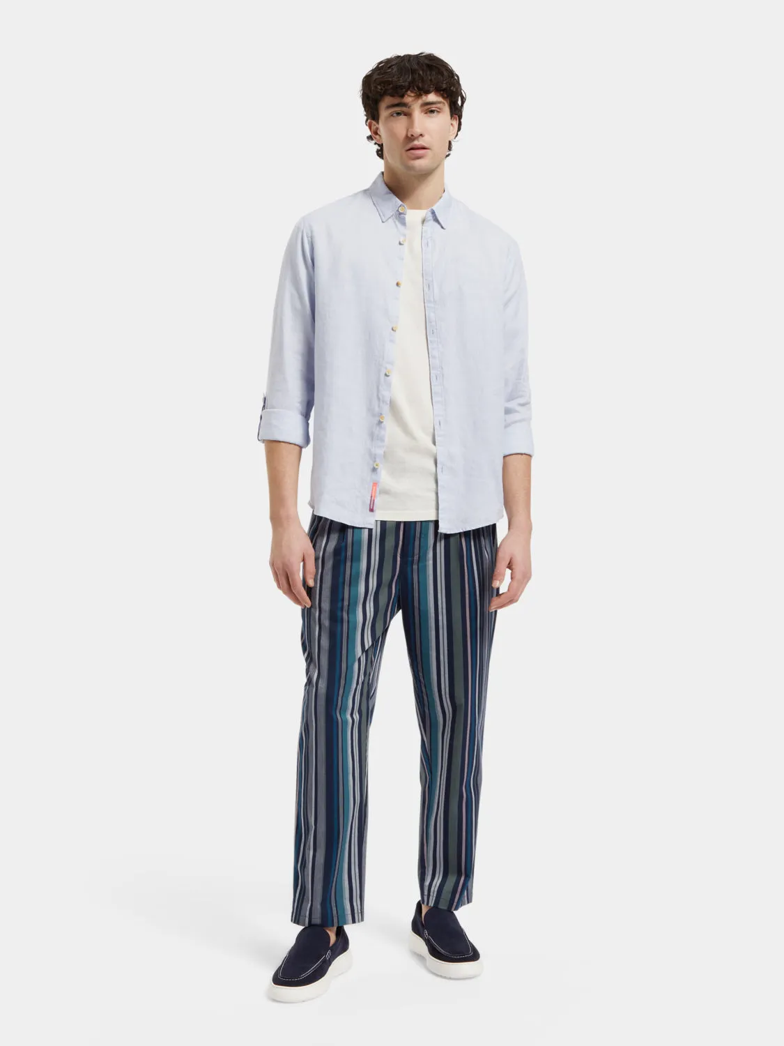 Loose-fit striped chinos