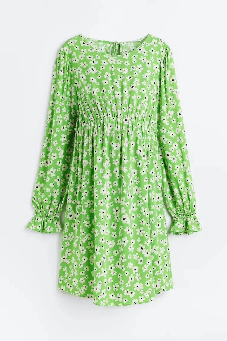 MAMA Dress with ties H&M, green/flowers