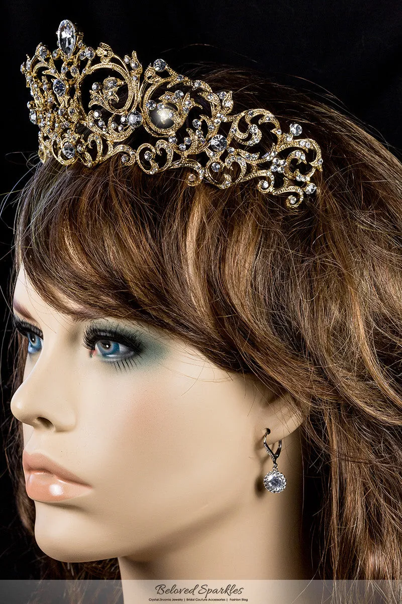 Matilda Victorian Romantic Gold Tiara | Swarovski Crystal