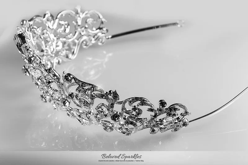 Matilda Victorian Romantic Silver Tiara | Swarovski Crystal