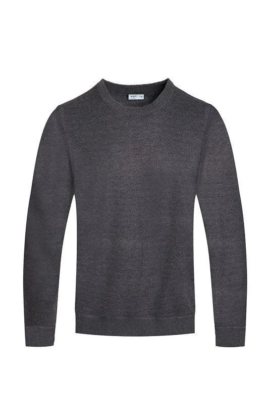 Mens Solid Color Round Neck Sweaters