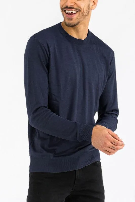 Mens Solid Color Round Neck Sweaters