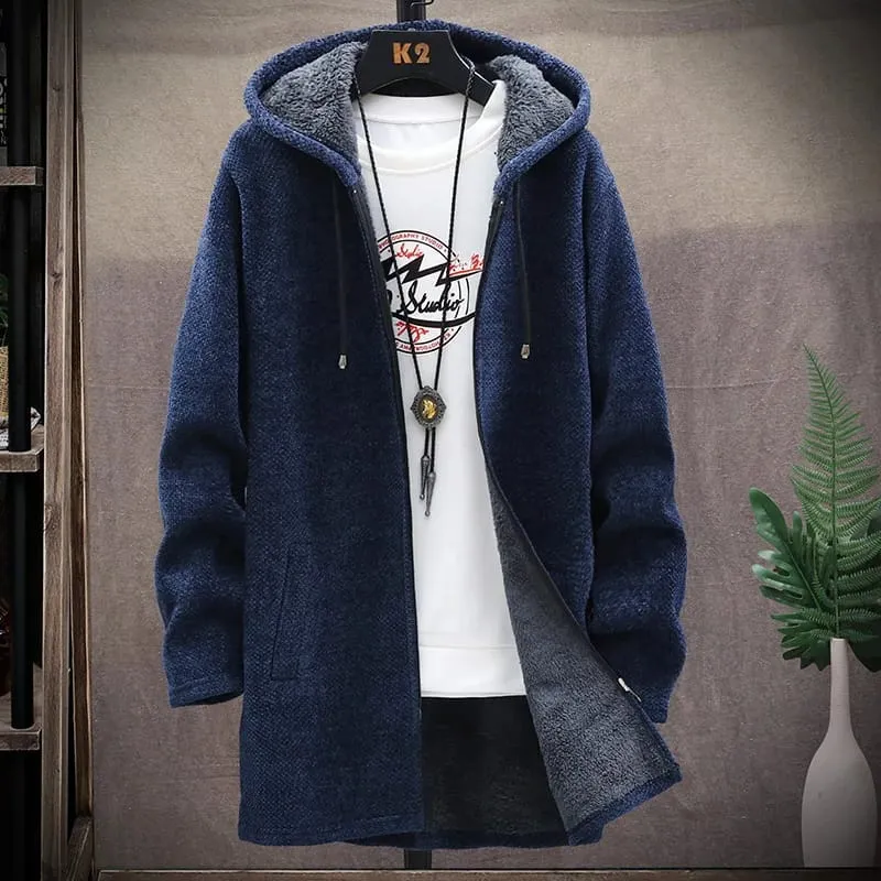 Men's Sweaters Coat Autumn Winter New Hot Warm Zipper Medium Long Cardigan Sweaters Man Casual Knitwear Sweatercoat Mens Clothes - S4115101