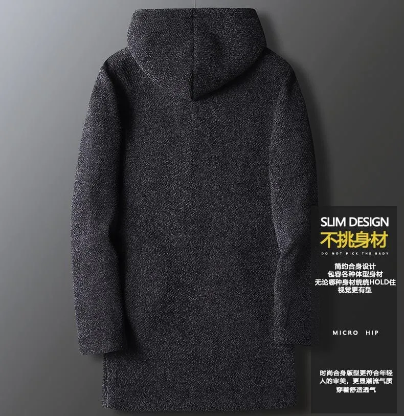 Men's Sweaters Coat Autumn Winter New Hot Warm Zipper Medium Long Cardigan Sweaters Man Casual Knitwear Sweatercoat Mens Clothes - S4115101