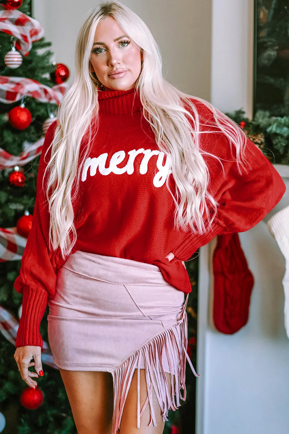 Merry Letter High Neck Sweater