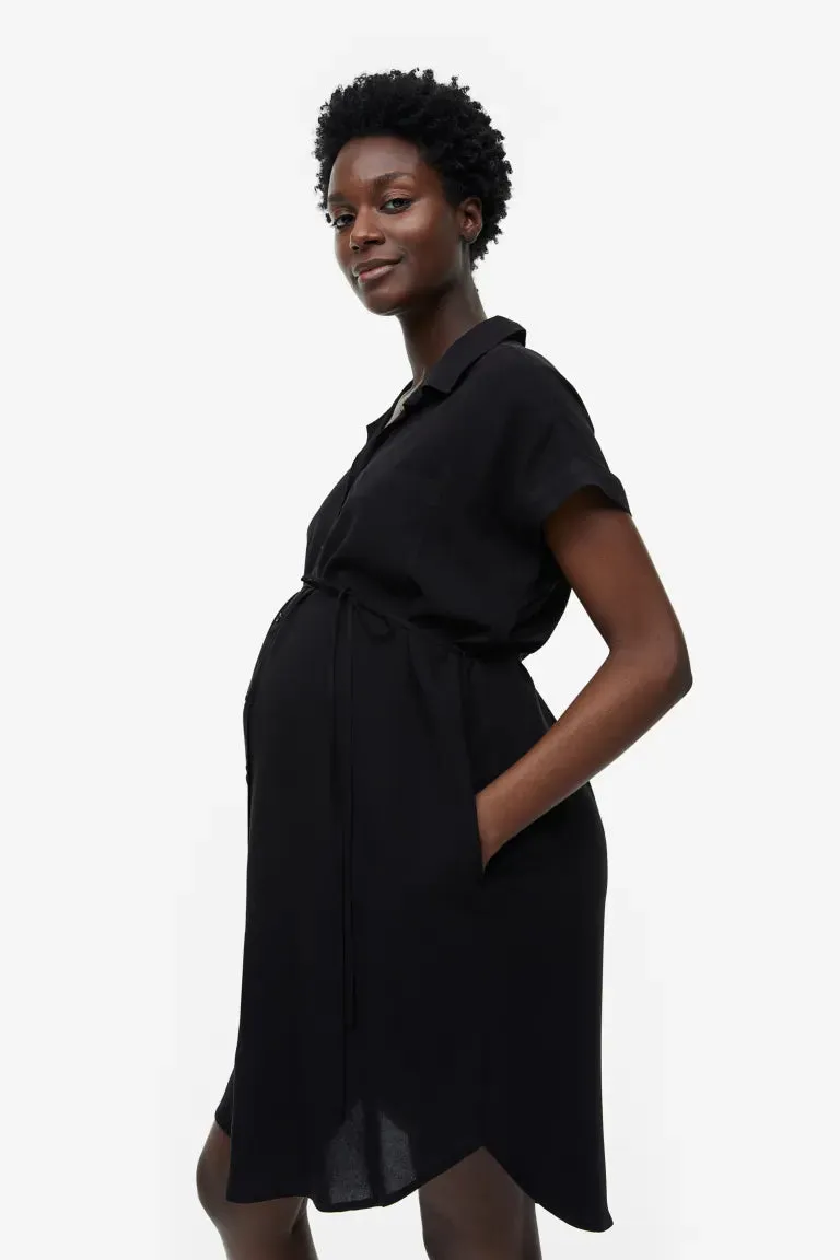 Mom blouse dress with belt H&M, black