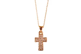 N7182 18K Gold Plated Swarovski Crystal Pave Cross Pendant Necklace