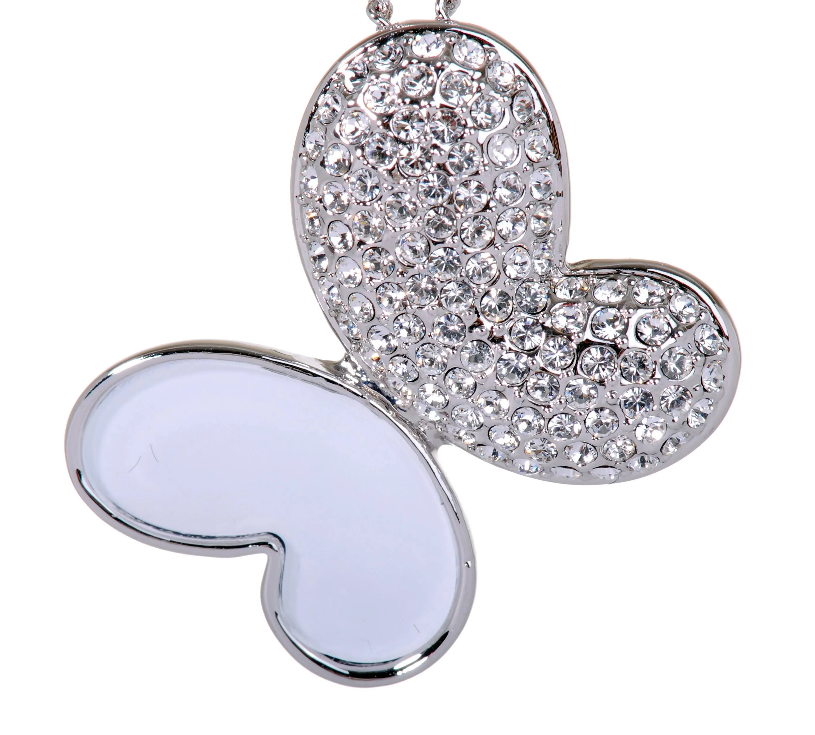 N7185 Rhodium Swarovski Butterfly Pendant Necklace