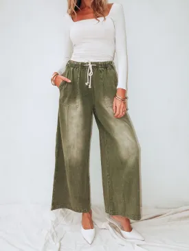 Nalai Drawstring Pants in Olive - Final Sale