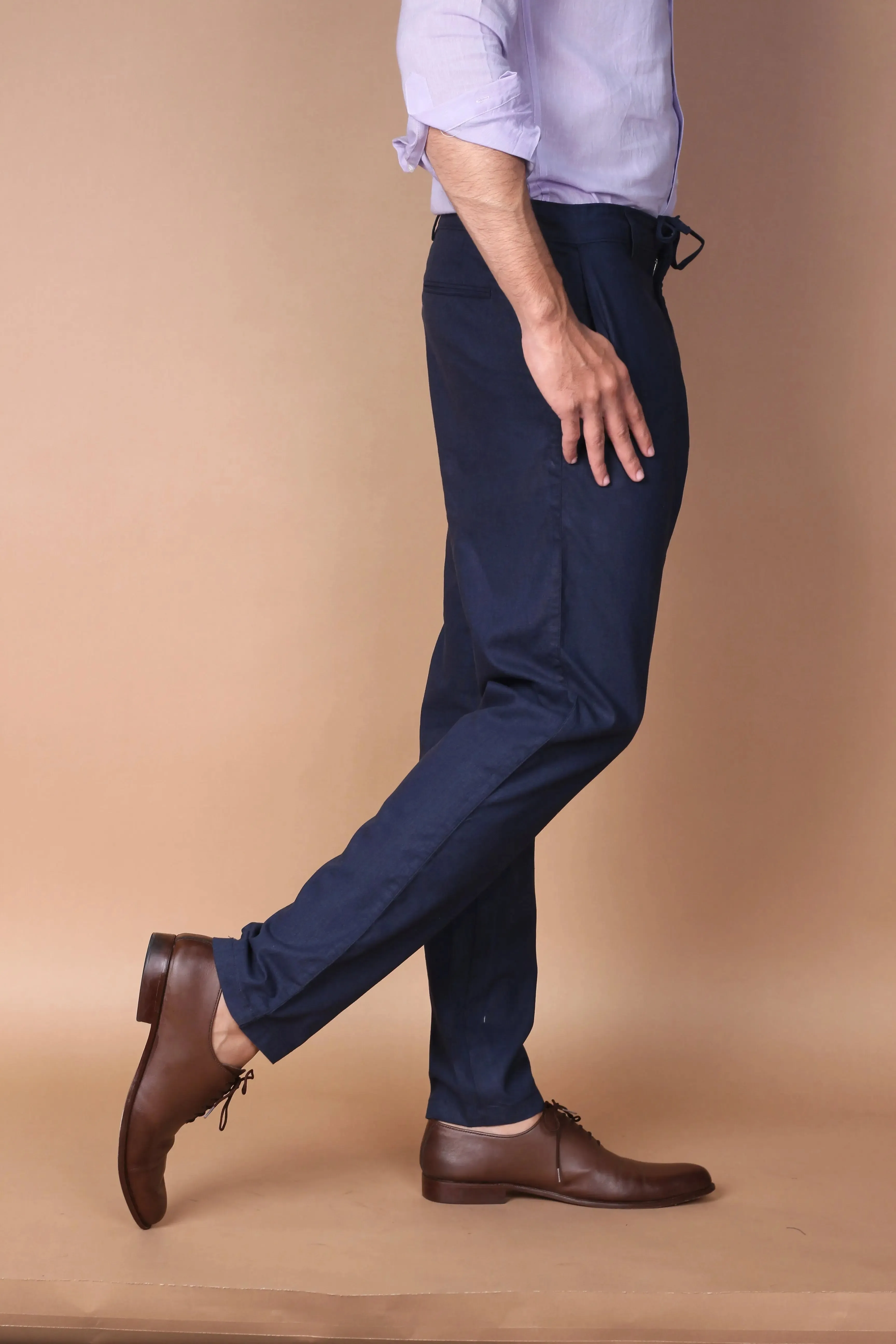 Navy Blue Linen Trousers