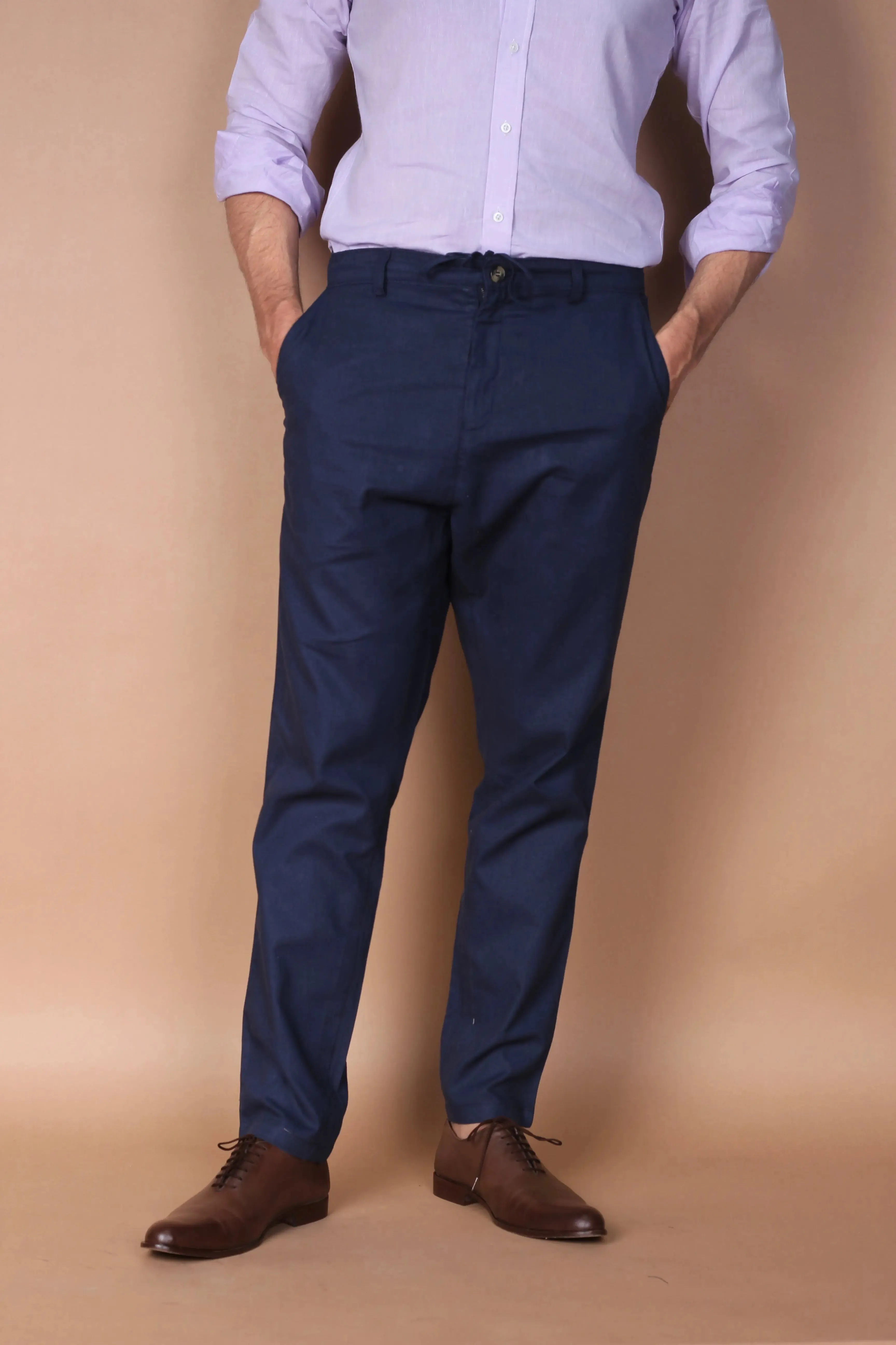 Navy Blue Linen Trousers