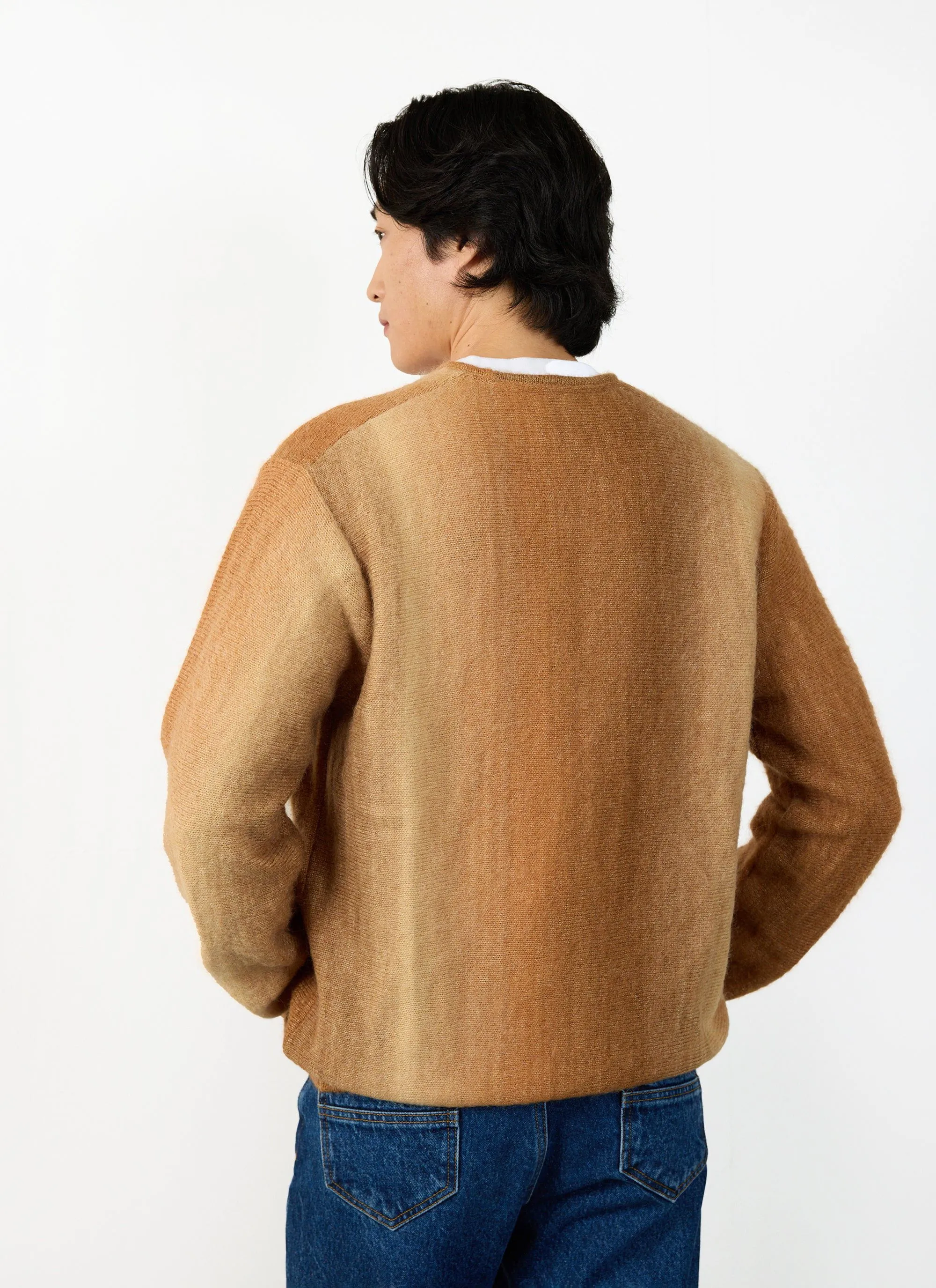 Ombre Knitted Cardigan | Mohair | Tan