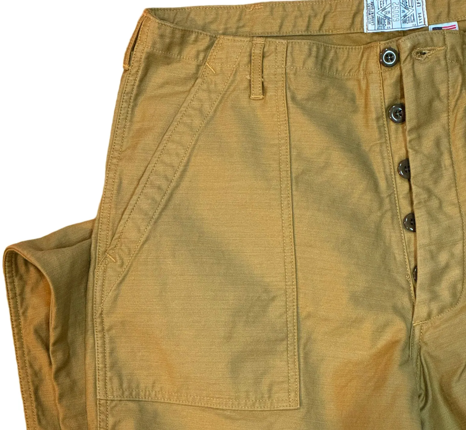 Pre Order - 107 60's era GI chinos in 12 oz West Point Khaki Baker Back Cotton Satin ETA mid to end January