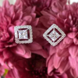 Princess-Cut Swarovski Stud Earrings