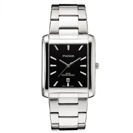 Pulsar Unisex Silver Stainless Steel Bracelet Band Black Quartz Dial Watch - PG8267