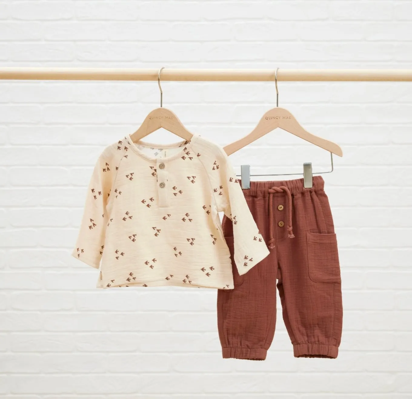 Quincy Mae Baby & Toddler Organic Luca Pants In Pecan