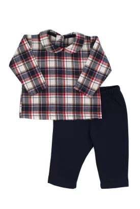 "Jayden" Navy & Red Tartan Top & Trousers