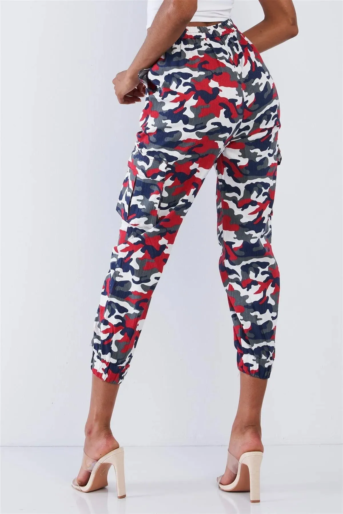 Red Camouflage High Waisted Cargo Pants