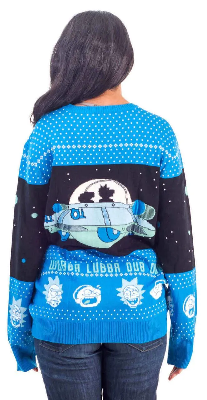 Rick and Morty Wubba Lubba Spaceship Christmas Sweater