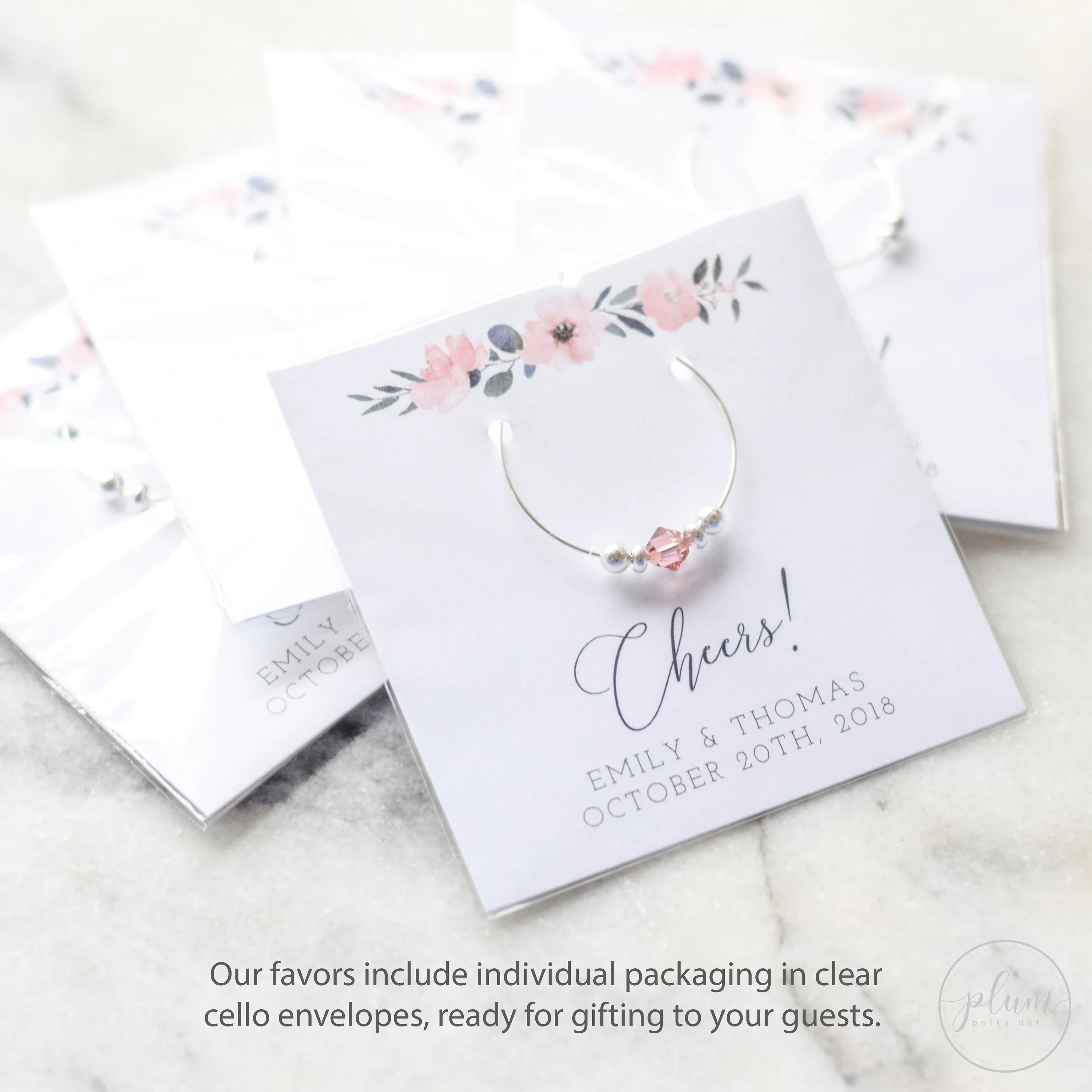 Rosé All Day Bridal Shower Favors, Swarovski Crystal Wine Charm