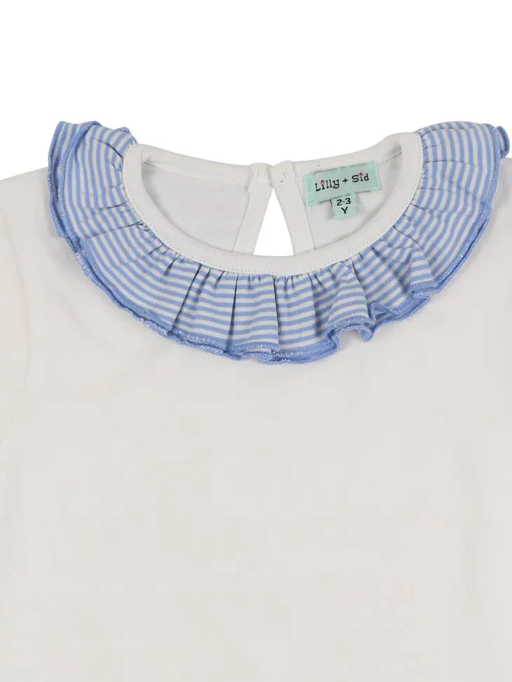 Ruffle Collar Tee - White