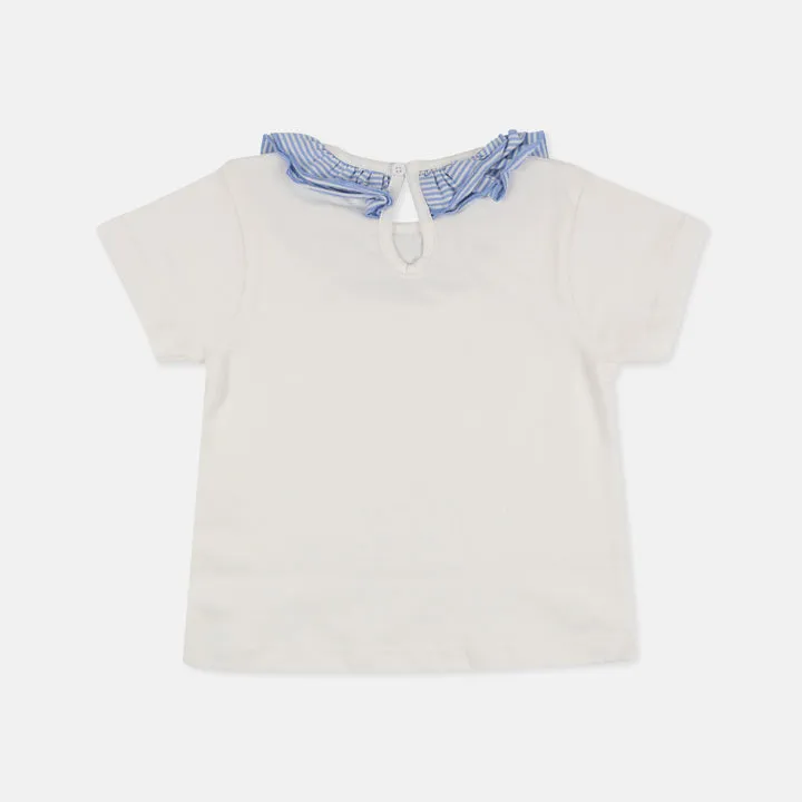 Ruffle Collar Tee - White