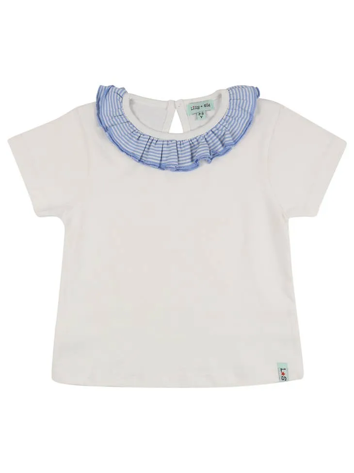 Ruffle Collar Tee - White