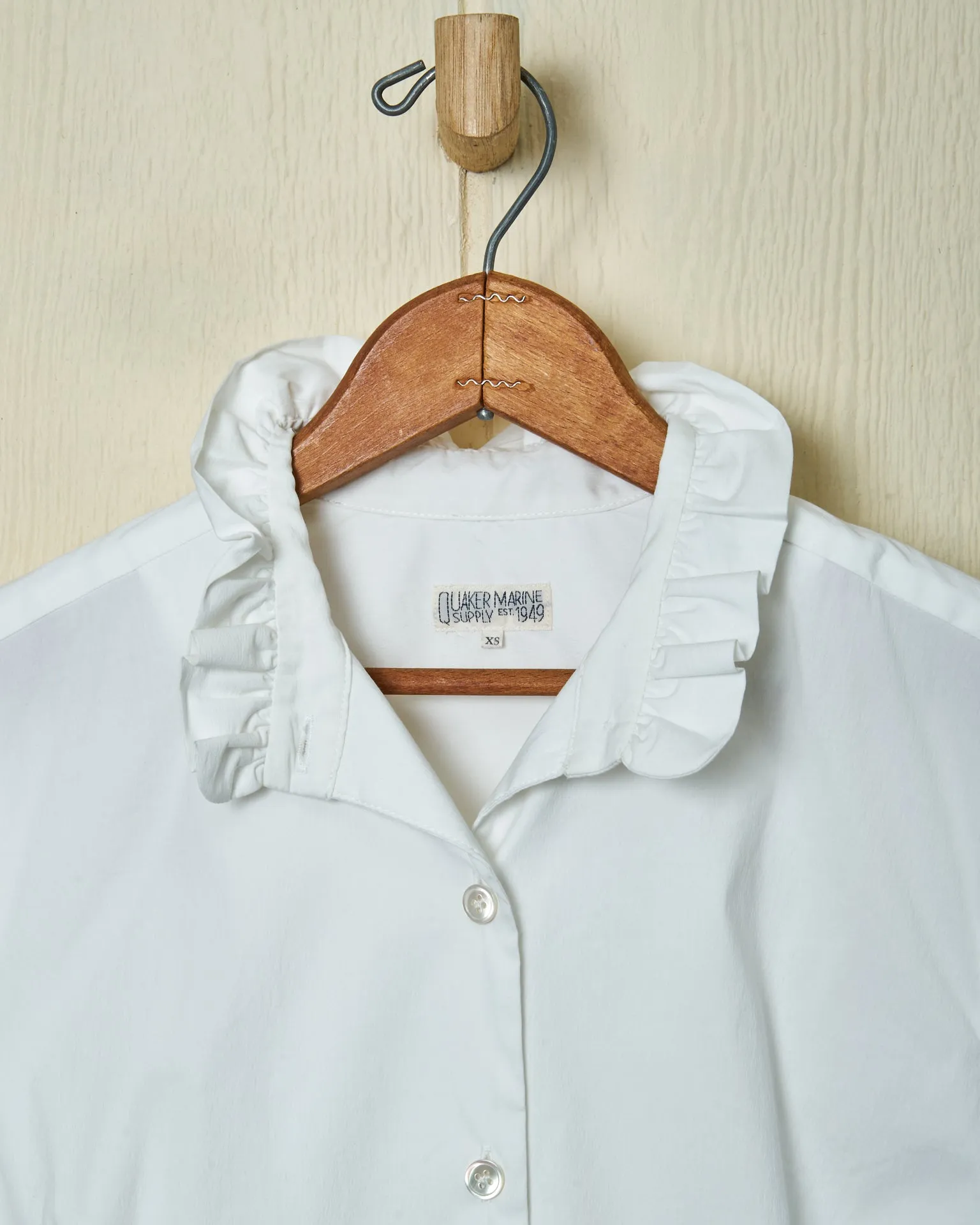 Ruffle Shirt in White Broadcloth