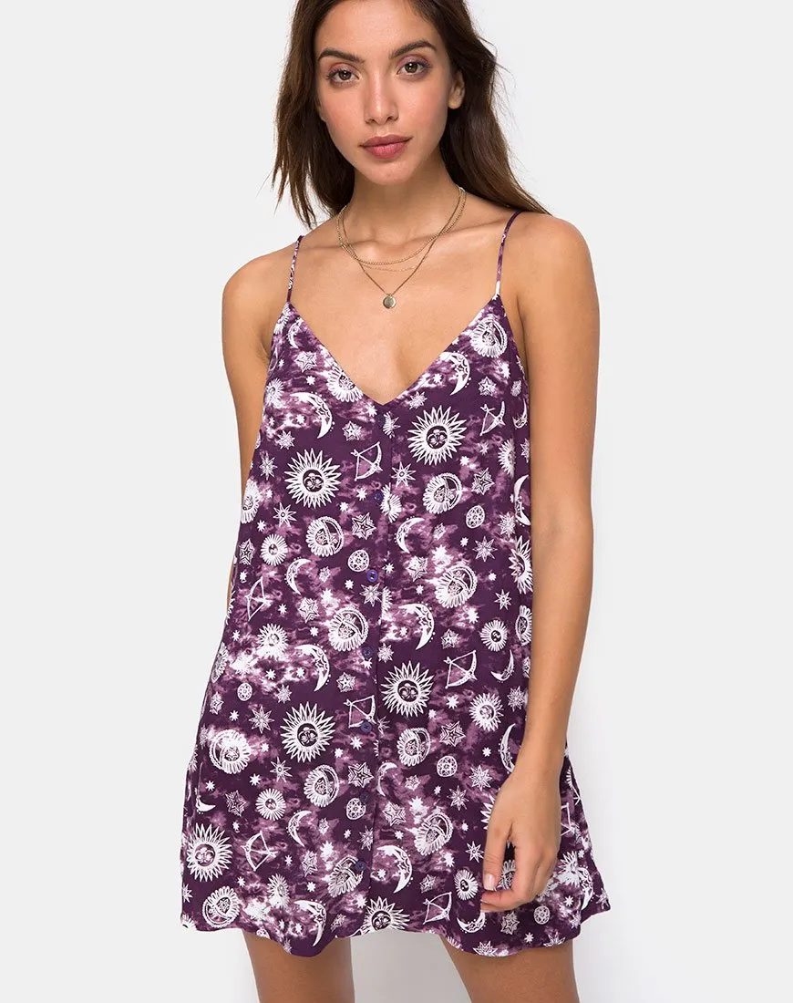 Sanna Slip Dress in Purple Zodiac