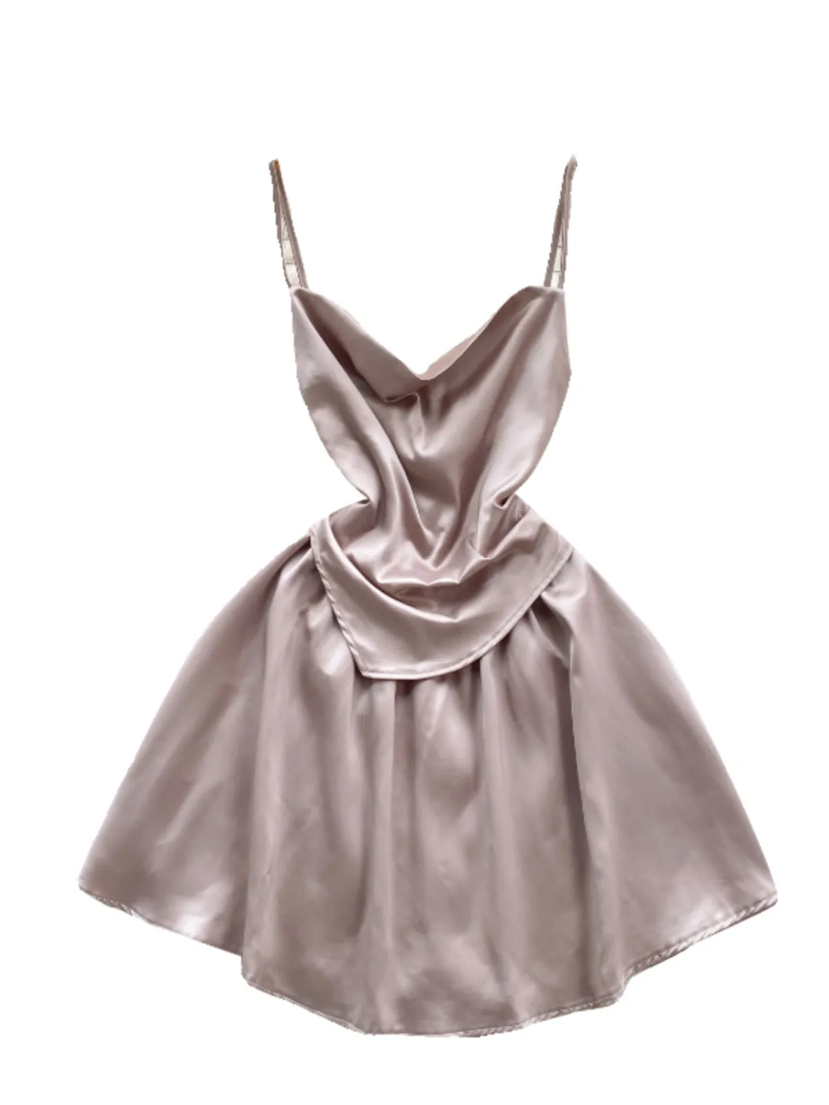 Satin A-line Pleated Slip Dress