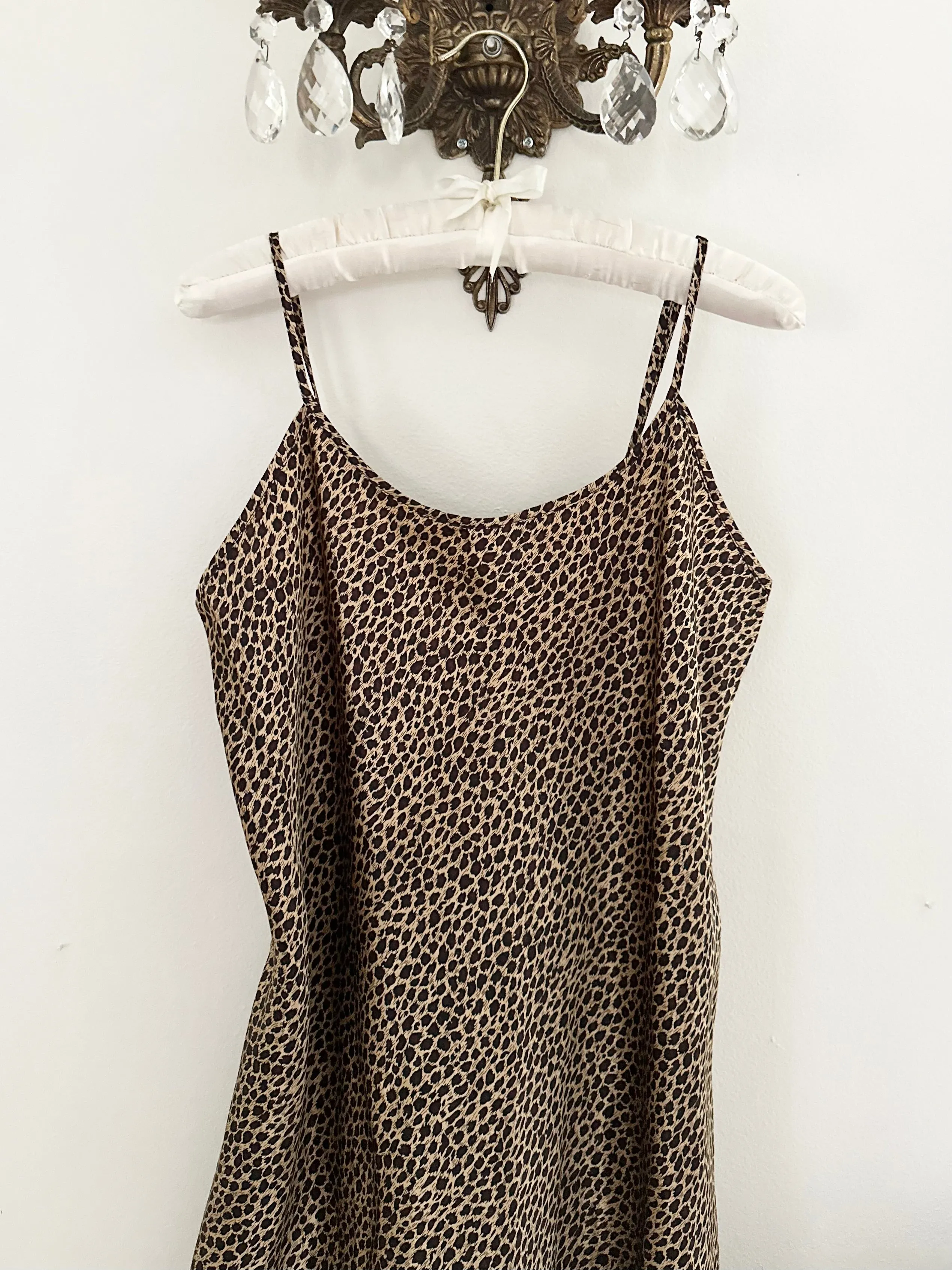 Satin Cheetah Leopard Slip Dress (M/L)