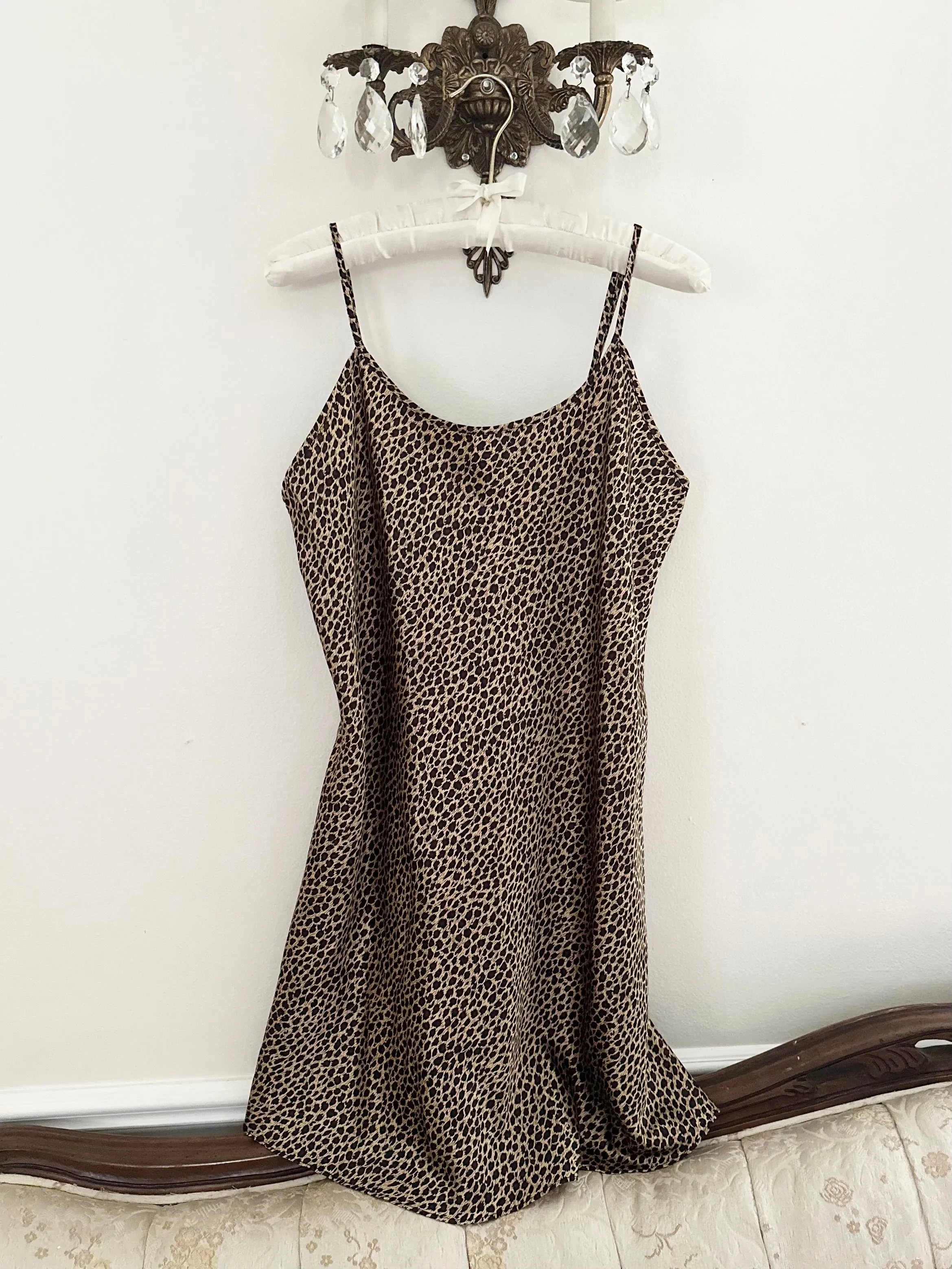 Satin Cheetah Leopard Slip Dress (M/L)