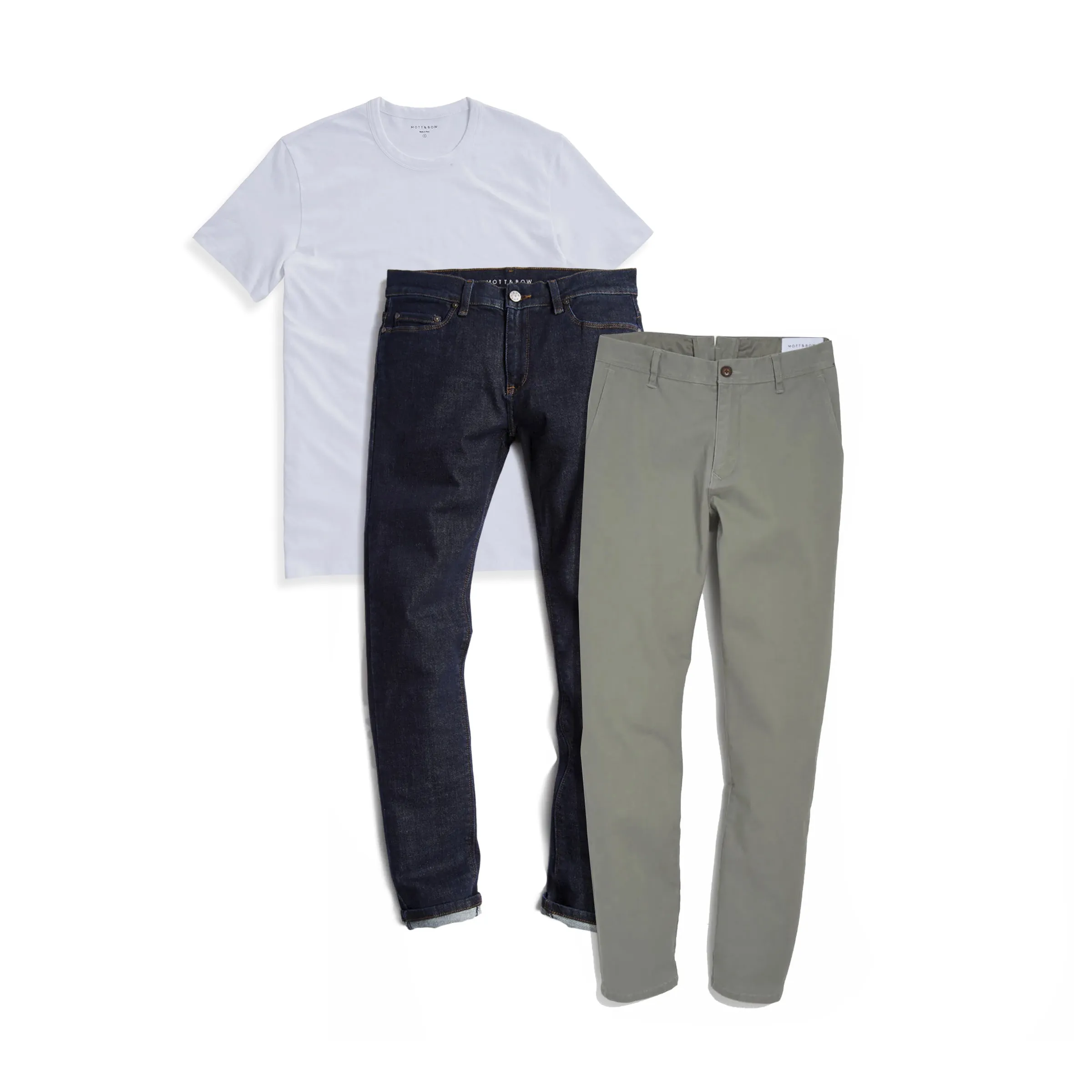 Set 02: 1 pair of Chinos   1 Driggs Tee   1 pair of Jeans