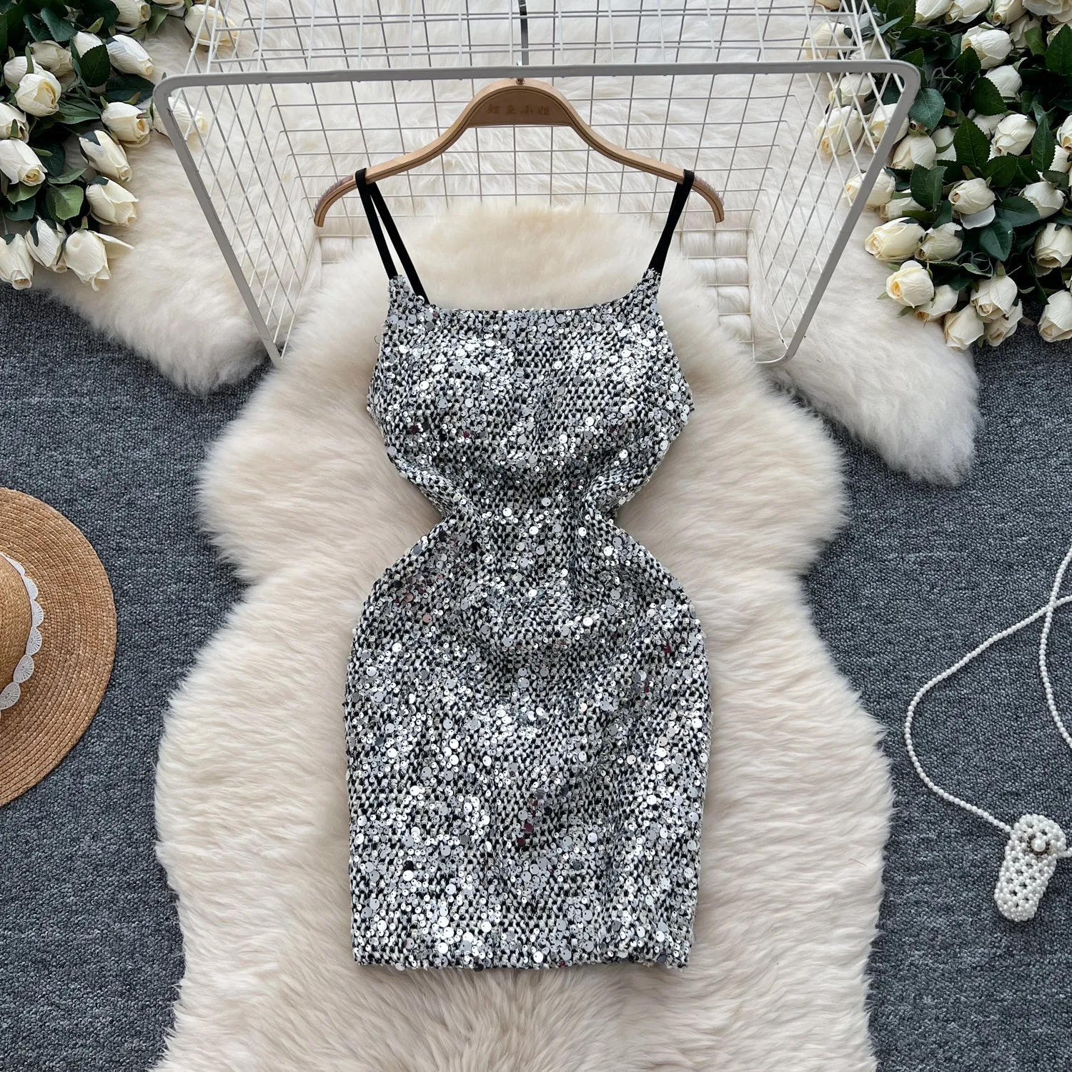 Sexy Sequined Waist-slimming Slip Dress